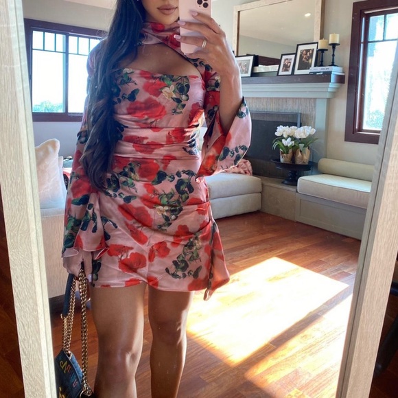 House of CB Toira Satin Corset Small Mini Dress #dress #floral